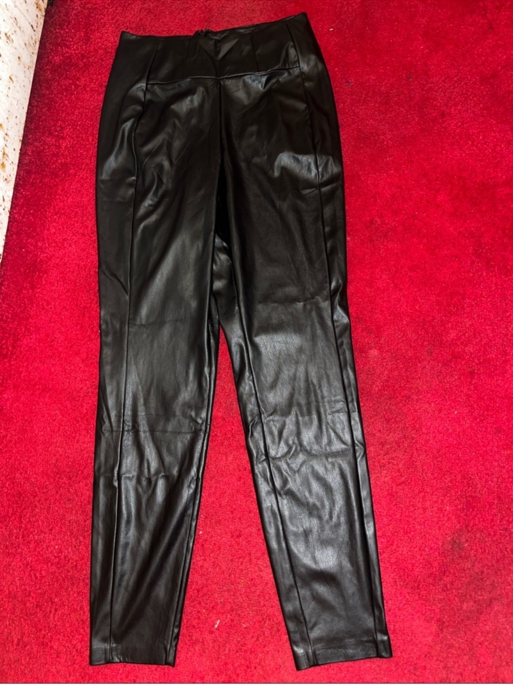 Guess Black Faux Leather Slim Jumpsuit Pants